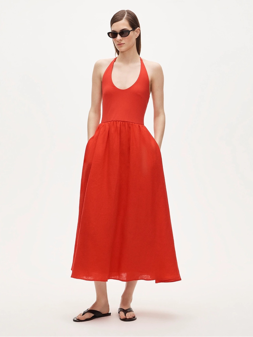 J.Crew Red Mixy Halter Dress (NWT)